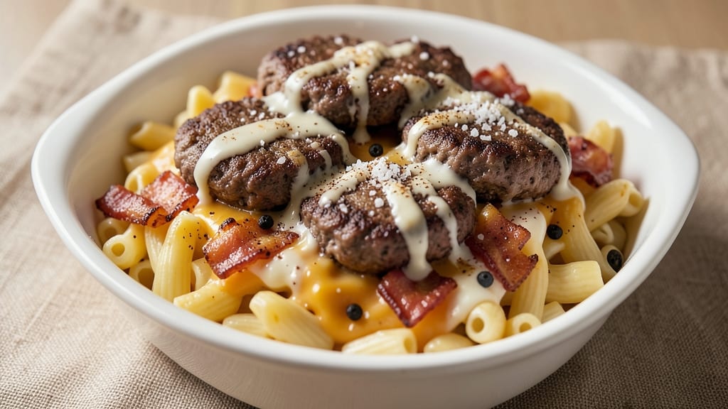 Bacon Cheeseburger Mac and Cheese Recipe: Crispy-Topped, Meat-Loaded Comfort Bowl
