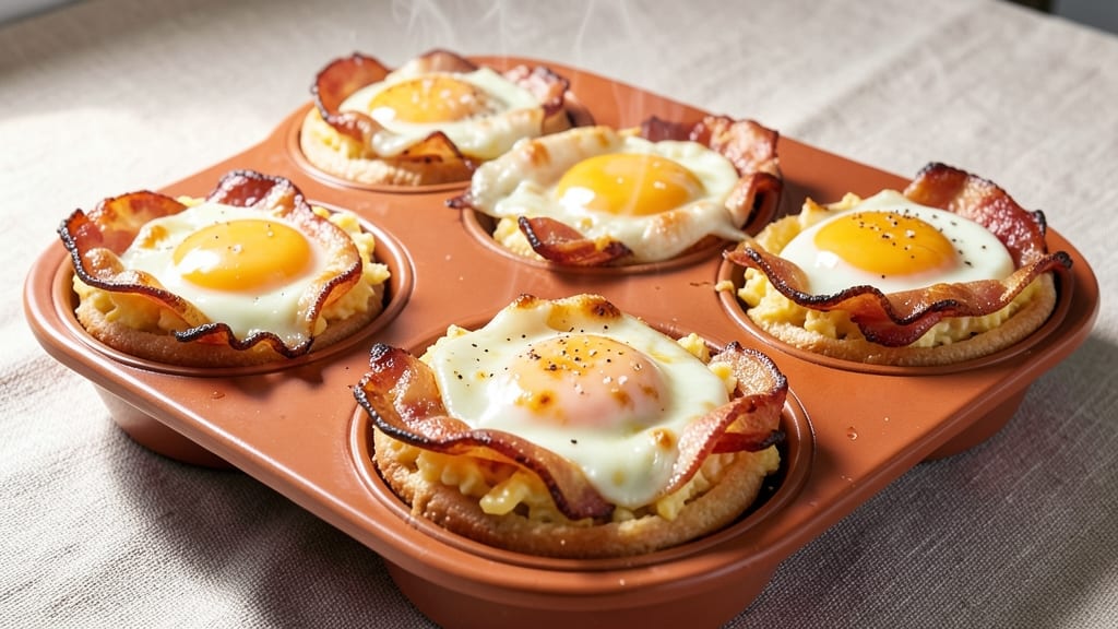 Bacon, Egg, and Cheese Breakfast Cups Recipe: Crispy-Bacon Edged Bites With Runny Yolk Magic