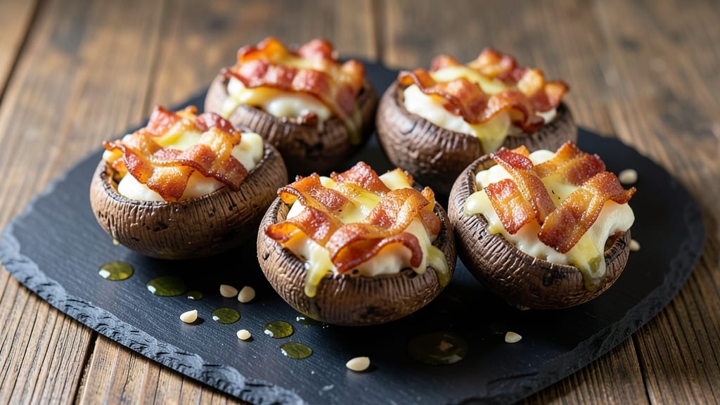 Bacon and Cheese Stuffed Mushrooms Recipe: Crispy Caps With Gooey, Smoky Pull-Apart Centers
