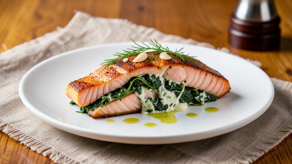 Baked Salmon Stuffed With Spinach and Cream Cheese Recipe: Herb-Infused Flavor That Stays Moist Inside