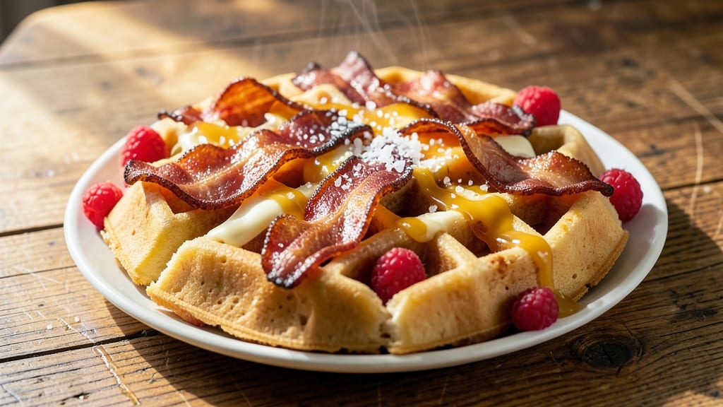 Bacon and Cheese Waffle Recipe: Crispy Edges With Smoky Cheese Pulls