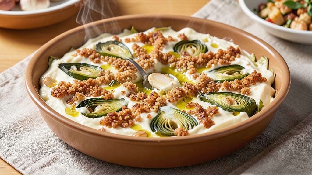Artichoke Asiago Cheese Dip Recipe: Crispy Breadcrumbs Over Nutty, Melted Cheese Rivers