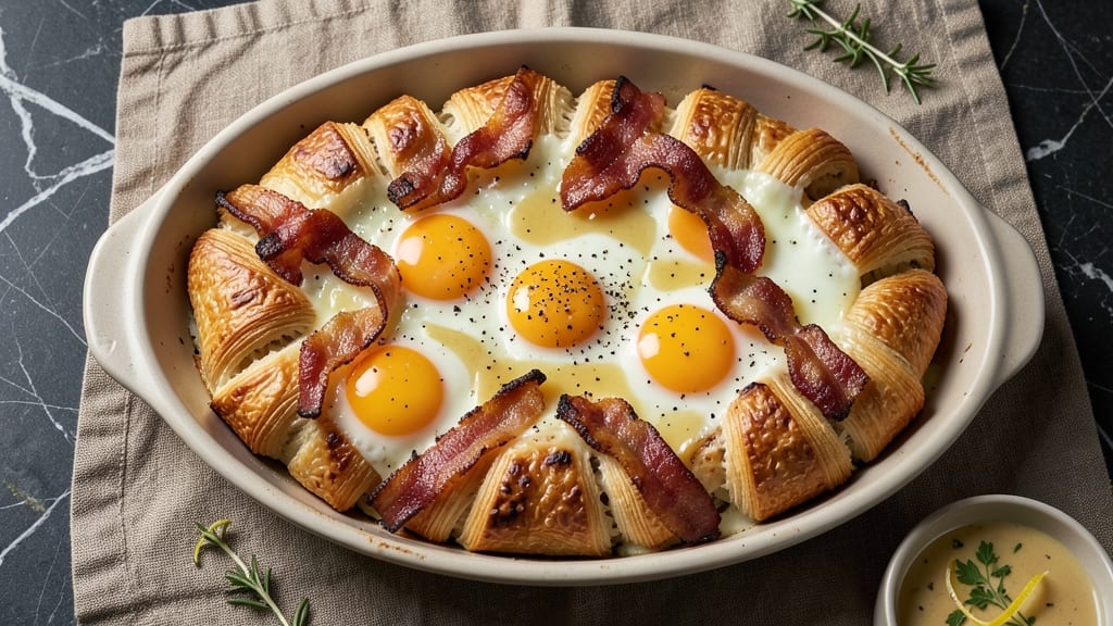 Bacon Egg and Cheese Croissant Casserole Recipe: Crispy Crown, Gooey Pull-Apart Magic