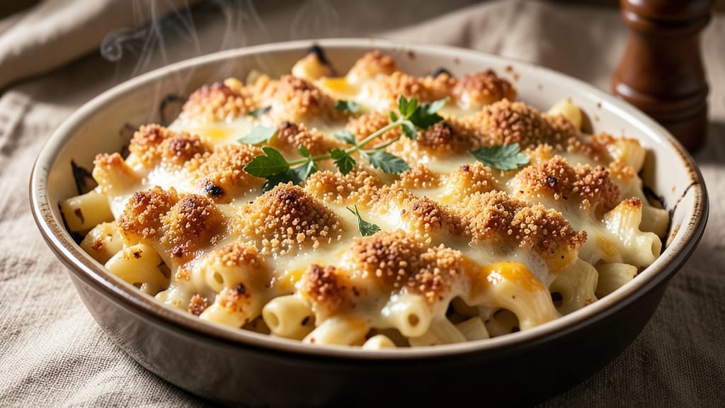 Baked Breaded Mac and Cheese Recipe: Crispy-Golden Crust With Gooey Pull-Apart Cheese