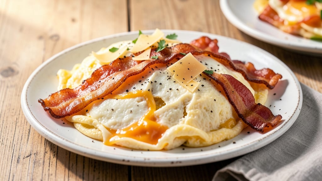 Bacon Egg and Cheese Omelette Recipe: Crispy Edges, Fluffy Centers, and Salty-Sweet Layers