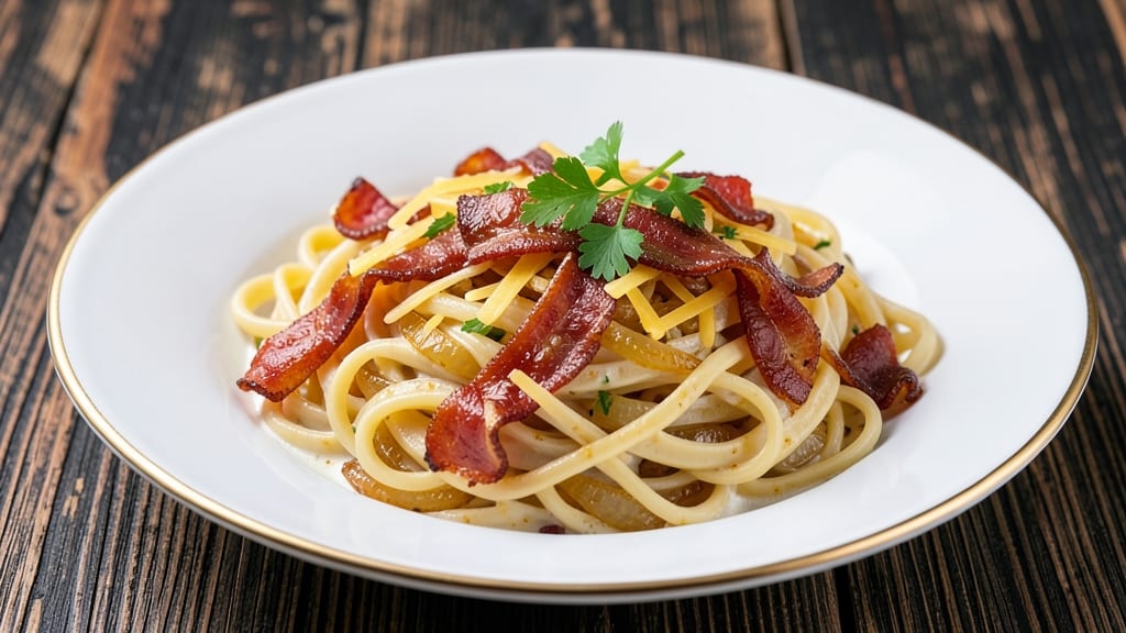 Bacon and Cheese Pasta Recipe: Crispy Pancetta, Melty Gouda Twists
