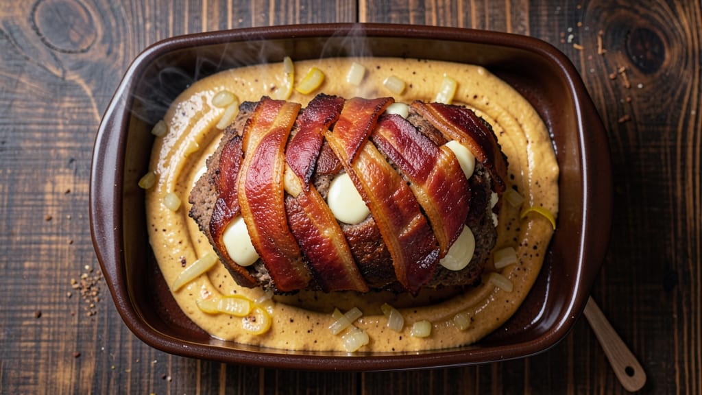 Bacon-Wrapped Meatloaf Stuffed With Babybel Cheese Recipe: Crispy Crust, Melty Pull-Apart Magic