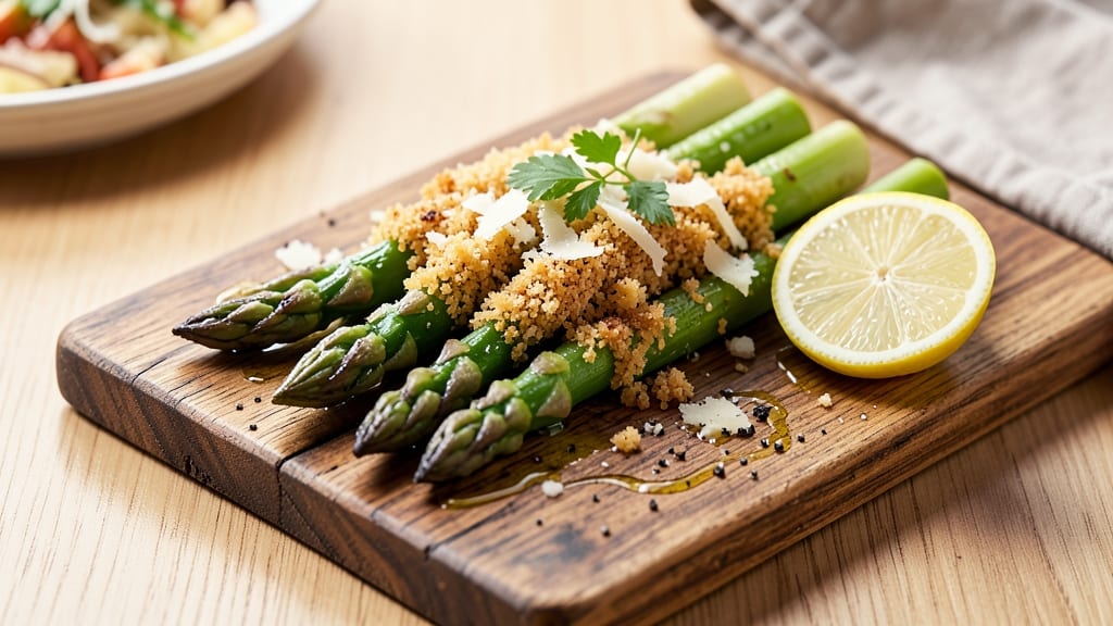 Asparagus with Parmesan Cheese and Breadcrumbs Recipe: Crispy-Topped Bites of Savory Comfort