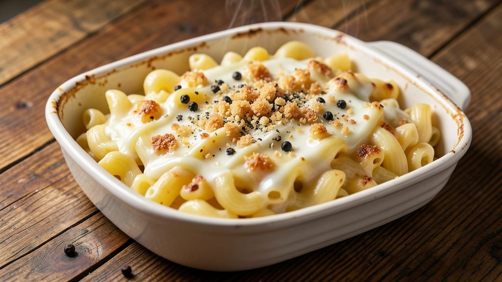 Baked Four Cheese Mac and Cheese Recipe: Triple Cheese Crunch-Meets-Melt Harmony