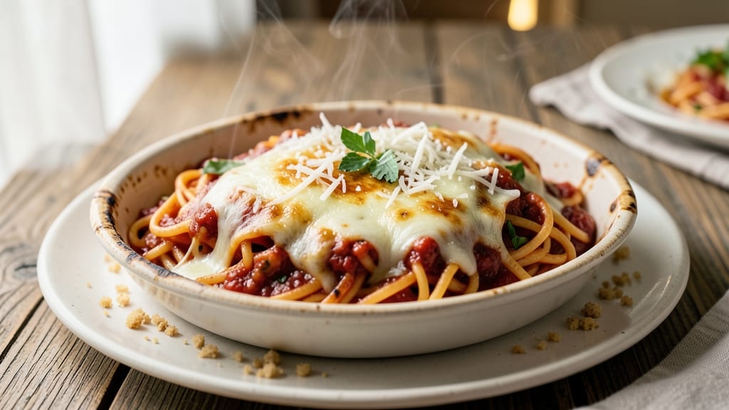 Baked Spaghetti With Mozzarella Cheese Recipe: Pasta Bake That Beats Takeout