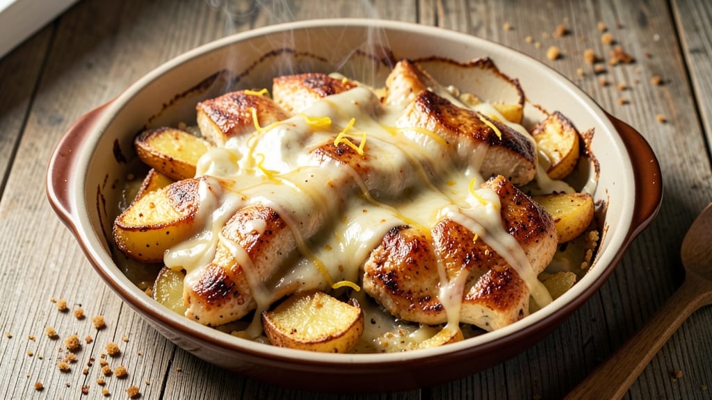 Baked Potato Chicken Cheese Recipe: Crispy Top, Pull-Apart Cheese Rivers