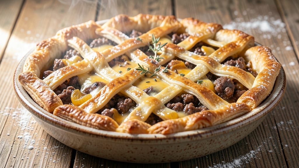 Beef and Cheese Pie Recipe: Flaky Pastry Cradles Savory Meat and Melted Cheese