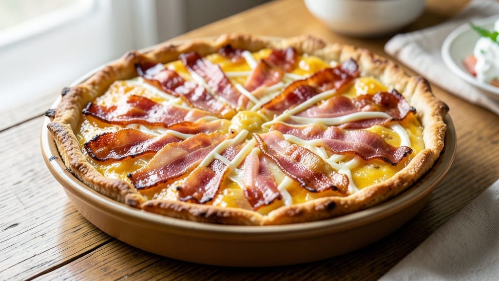 Bacon, Ham, and Cheese Quiche Recipe: Smoky Crispy Crust With Three-Meat Filling